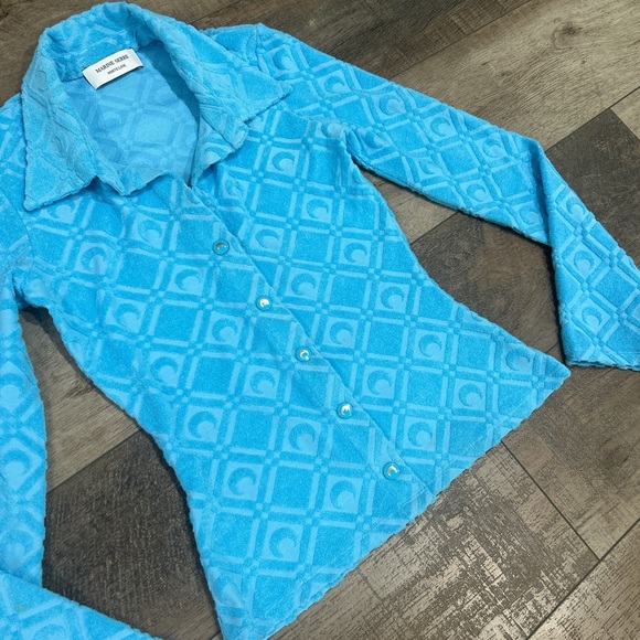 Marine Serre jacquard moon terry cloth top in blue - Picture 4 of 7